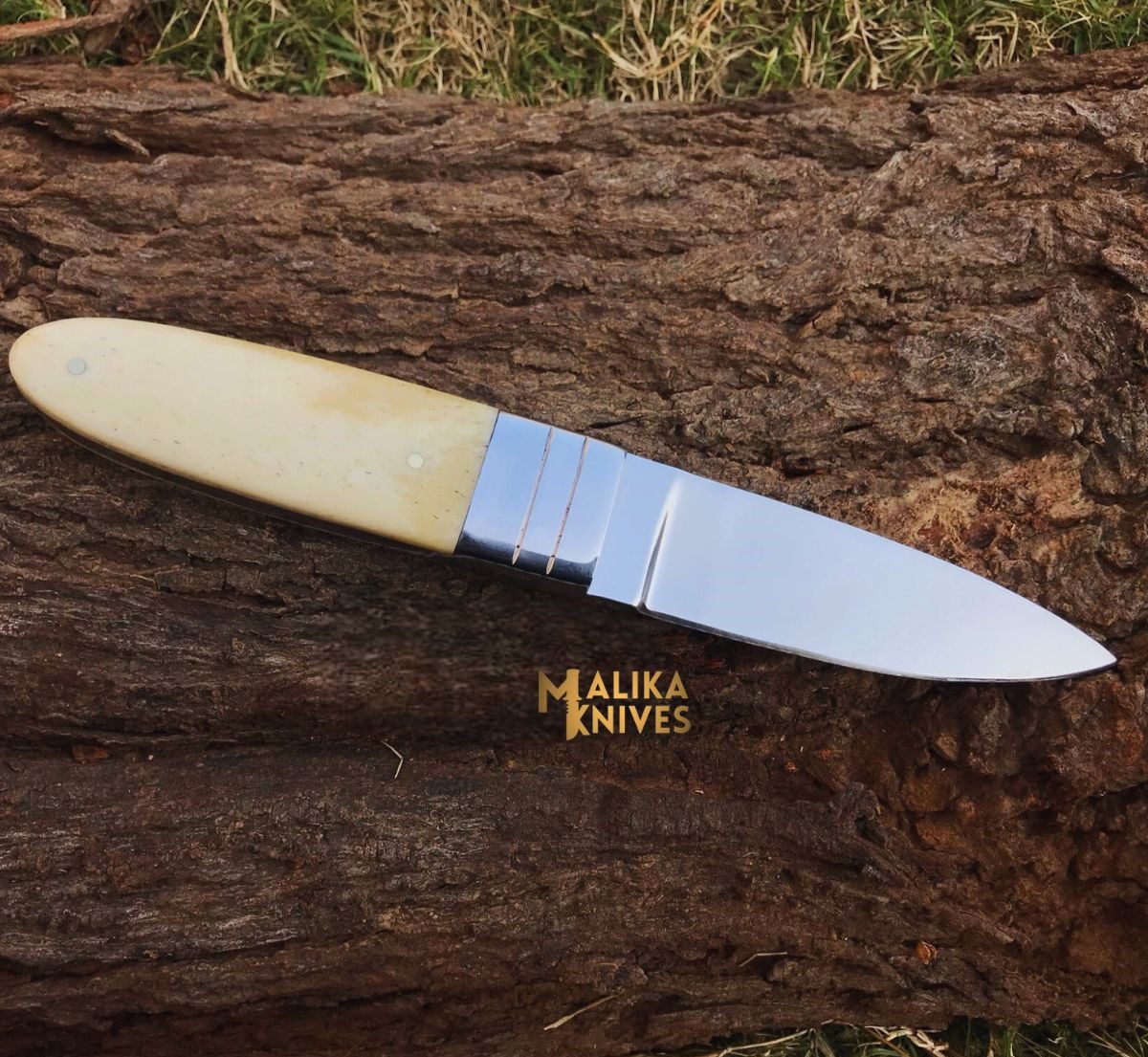 Needle Point Hunting Knife D2 Steel Camel Bone Handle