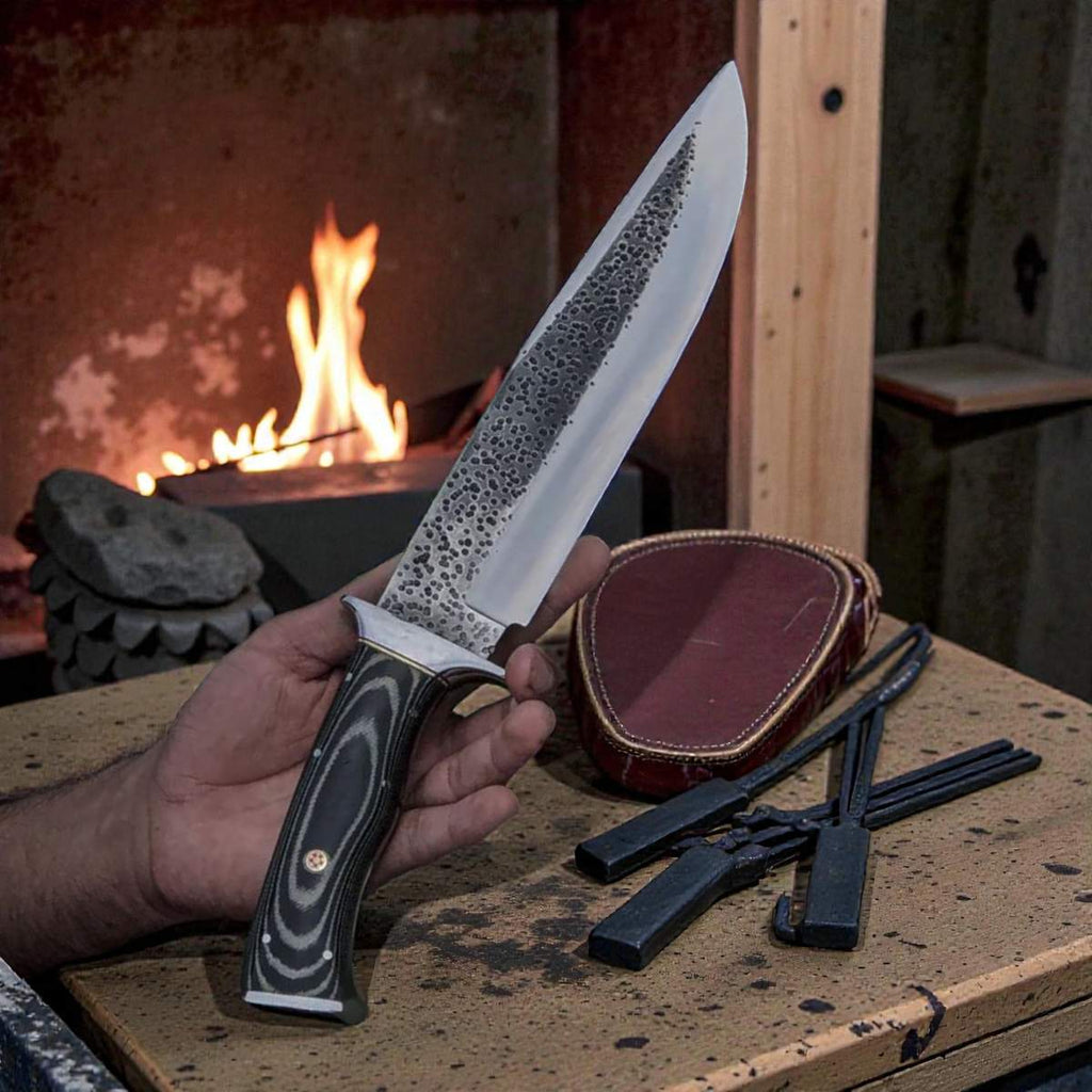 D2 Steel Bowie Knife G10 Handle Leather Sheath