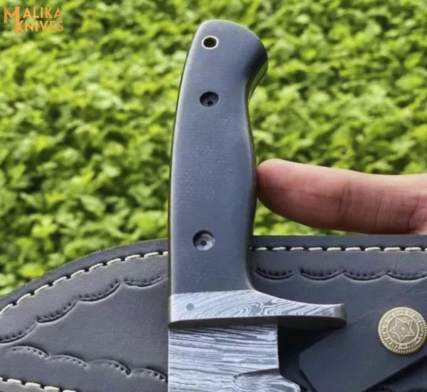 Fire Pattern Damascus Hunting Knife G10 Handle