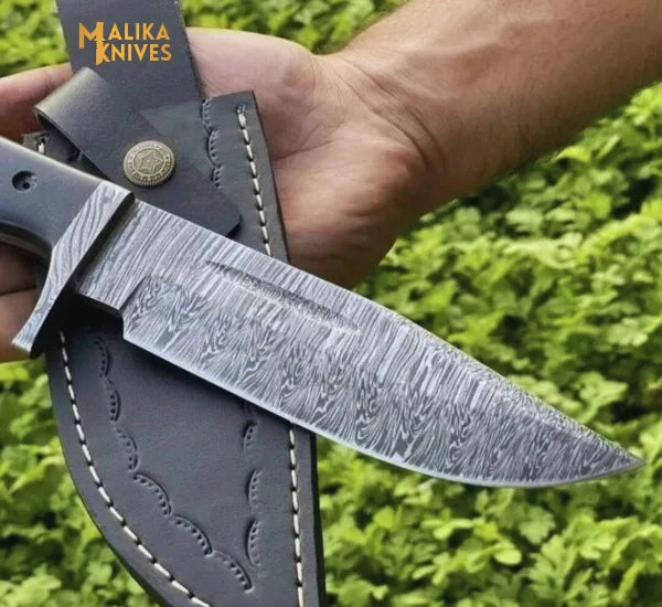 Fire Pattern Damascus Hunting Knife G10 Handle